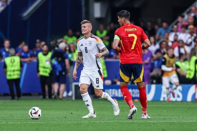 Sport, Football, UEFA EURO 2024 quarter-finals Spain Germany 05 07 2024, Stuttgart Arena Toni Kroos Germany, 8 Stuttgart Stuttgart Arena Baden Württemberg Germany