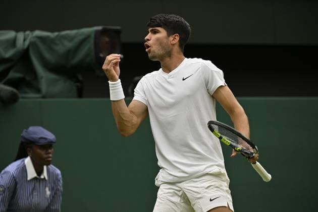 Tennis : Wimbledon 2024 - England - Carlos Alcaraz - Espagne Tennis : Wimbledon 2024 - England - 05 07 2024 ChrysleneCaillaud Panoramic 