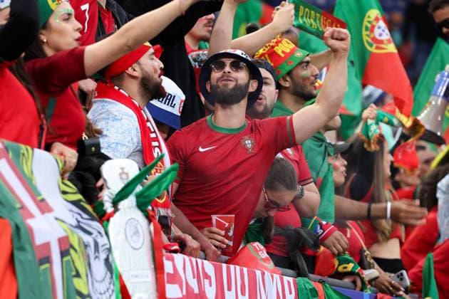 Volksparkstadion, Hamburg UEFA EURO 2024 Germany, Quarterfinal 5 July 2024 , Portugal France v l , Fan Walk, Fans of Portugal show their support, Fans, Mood, Scarves, Shirts, Emotions Copyright: JoaquimxFerreira