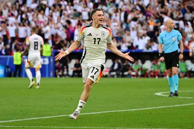 Goal celebration for 1 1 by Florian Wirtz 17 Germany , Spain vs Germany, Football, UEFA Euro 2024, Quarterfinals, 05 07 2024 Stuttgart Baden Würtemberg Germany Copyright: xkolbert-press MarcxNiemeyerx