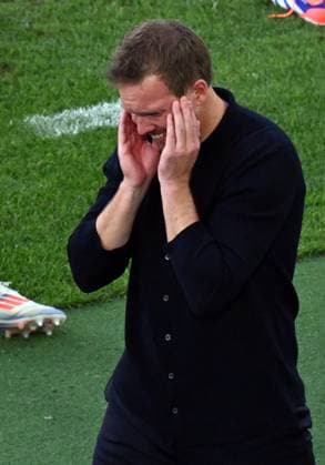 05 07 2024, xjhx, Football EM 2024 1 4 Final, Germany Spain emspor, v l Coach Julian Nagelsmann German National Football Team DFB disappointed, disappointed looking, dissapointed DFL DFB REGULATIONS PROHIBIT ANY USE OF PHOTOGRAPHS as IMAGE SEQUENCES and or QUASI VIDEO Stuttgart