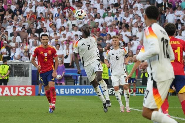 Antonio Rüdiger Germany Germany, 02 clears Stuttgart 05 07 2024 Germany vs Spain, EURO2024, Quarterfinals, M45, EM Arena Stuttgart