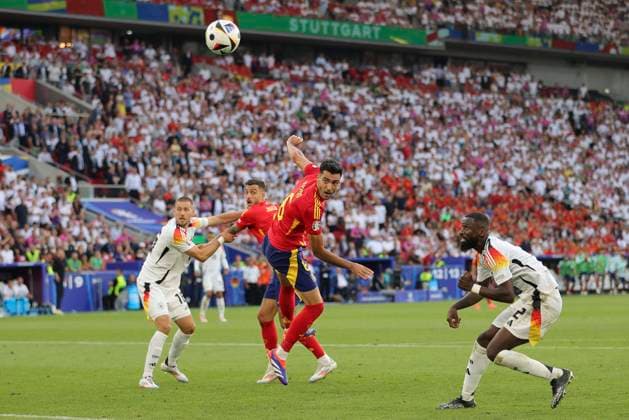Spain v Germany UEFA EURO, EM, Europameisterschaft,Fussball 2024 Quarter-final Mikel Merino of Spain scores his sides 2nd goal during the UEFA Euro 2024 Quarter-final match between Spain and Germany at MHPArena, Stuttgart UK Newspapers OUT Copyright: xPaulxChestertonx FIL-20320-0036