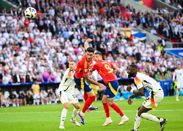 Mikel Merino Spain scores the 2 1 for Spain, UEFA EURO 2024 Quarter final, Spain vs Germany, Arena Stuttgart on July 05, 2024 in Stuttgart, Germany Photo by Silas Schueller DeFodi Images Mikel Merino Spain scores the second goal for Spain, UEFA EURO 2024 Quarter final, Spain vs Germany, Arena Stuttgart on July 5, 2024 in Stuttgart, Germany Photo by Silas Schueller DeFodi Images Defodi 738 738 GERESP 20240705 472 Defodi-738