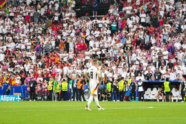 Toni Kroos Germany Germany, 08 disappointed after quarter-final exit in the last game of his career and receives standing ovation from the crowd Stuttgart 05 07 2024 Germany vs Spain, EURO2024, quarter-final, M45, EM Arena Stuttgart