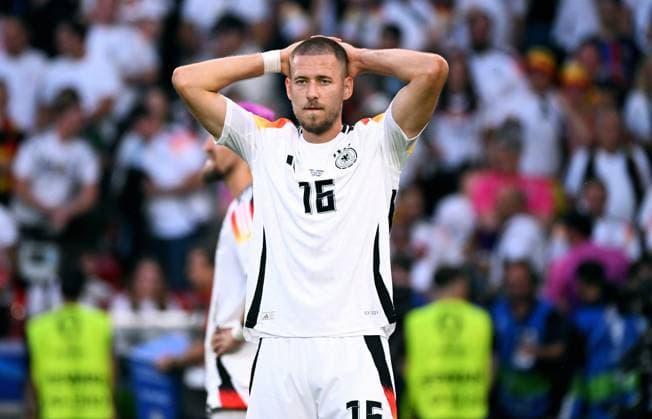 Football, European Championship, EURO 2024, quarter-final, MHP Arena Stuttgart Spain Germany 2 1 n V Waldemar Anton GER after the end of the match Disappointment, frustration, action