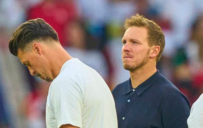 DFB headcoach Julian Nagelsmann , Bundestrainer, Nationaltrainer, sad after the quarter final match GERMANY - SPAIN 1-2 of the UEFA European Championships 2024 on Jul 5, 2024 in Stuttgart, Germany.