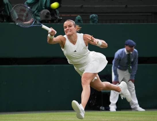 Lawn Tennis - 2024 Wimbledon Championship Womens singles Emma Raducanu (GBR) v Maria Sakkari (GRE) All England Lawn Tennis & Croquet Club - Friday 5th July 2024 Maria Sakkari (GRE) 
