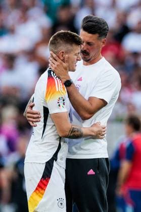 UEFA EURO 2024 Spain Germany 05 07 2024 Toni Kroos Germany, 8 , Sandro Wagner Co Coach Germany UEFA EURO 2024 Spain Germany Stuttgart Arena, Stuttgart on 05 07 2024 Copyright: xBEAUTIFULxSPORTS Wunderlx