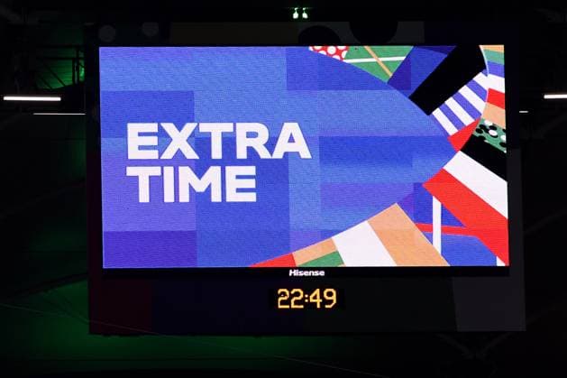 Soccer UEFA EURO 2024 Quarterfinal Portugal France on 05 07 2024 at Volksparkstadion Hamburg in Hamburg Scoreboard Video wall Extra time xRx