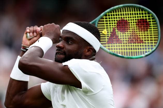5th July 2024; All England Lawn Tennis and Croquet Club, London, England; Wimbledon Tennis Tournament, Day 5; Frances Tiafoe (USA) during his third round match against Carlos Alcaraz (ESP)  ActionPlus12664419 ShaunxBrooks