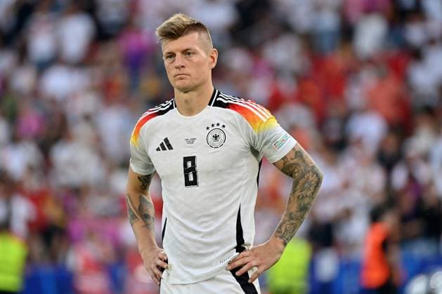 05 07 2024, xjrdrx, Football EM 2024 1 4 Final, Germany Spain emspor, v l sad, disappointed, frustrated, dejected Toni Kroos German National Football Team DFB DFL DFB REGULATIONS PROHIBIT ANY USE OF PHOTOGRAPHS as IMAGE SEQUENCES and or QUASI VIDEO Stuttgart
