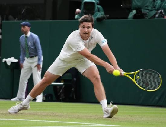 Lawn Tennis - 2024 Wimbledon Championship Mens singles Yannick Sinner (ITA) v MIomir Kecmanovic (SRB) All England Lawn Tennis & Croquet Club - Friday 5th July 2024 MIomir Kecmanovic 
