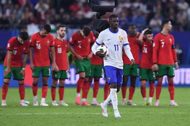 Soccer UEFA EURO 2024 Quarterfinal Portugal France on 05 07 2024 at Volksparkstadion Hamburg in Hamburg Ousmane Dembele France Penalty Shootout xRx