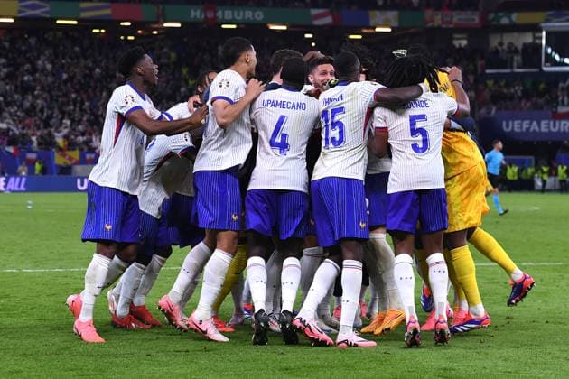 Soccer UEFA EURO 2024 quarter-final Portugal France on 05 07 2024 at Volksparkstadion Hamburg in Hamburg France Cheers Joy Emotions after victory in penalty shootout xRx