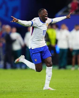 GER: Portugal v France. UEFA EURO, EM, Europameisterschaft,Fussball 2024 Ousmane Dembele of France celebrates after the last penaltys scores by Theo Hernandez during the UEFA Euro 2024 match between Portugal and France. Quarter Finals, played at Volksparkstadion on July 5, 2024 in Hamburg, Germany. kpng Copyright: xBaguxBlancox xPRESSINPHOTOx PS_240705_POR_FRA_536