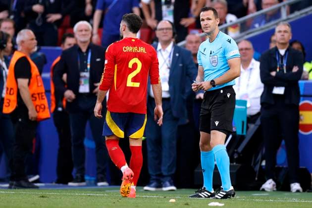 CARVAJAL Dani Team Spain Expulsion UEFA Football EURO 2024 in Germany Quarterfinals Spain Germany 2 1 on 05 07 2024 in Stuttgart DFL REGULATIONS PROHIBIT ANY USE OF PHOTOGRAPHS as IMAGE SEQUENCES and or QUASI VIDEO Copyright: xLacixPerenyix