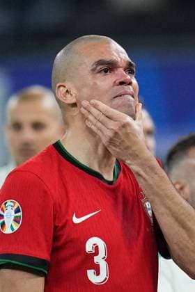 (240706) -- HAMBURG, July 6, 2024 -- Pepe of Portugal reacts after the UEFA EURO, EM, Europameisterschaft,Fussball 2024 quarter-final match between Portugal and France in Hamburg, Germany on July 5, 2024. ) (SP)GERMANY-HAMBURG-FOOTBALL-EURO 2024-QUARTER FINAL-PORTUGAL VS FRANCE PengxZiyang 