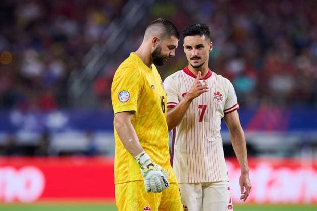 RECORD DATE NOT STATED Copa America USA 2024 Venezuela vs Canada - Quarter-final Maxime Crepeau and Stephen Eustaquio of Canada during the CONMEBOL Copa America 2024 Quarter-final match between Venezuela and Canada, at AT-T Stadium, on July 05, 2024 in Arlington, Texas, United States. ARLINGTON TEXAS UNITED STATES  Copyright: xJorgexMartinezx 20240705214555_CA_QF_2024_VEN_CAN_CREPEAU250