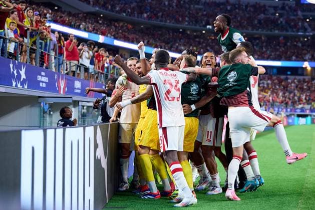 RECORD DATE NOT STATED Copa America USA 2024 Venezuela vs Canada - Quarter-final Players of Canada celebrates during the CONMEBOL Copa America 2024 Quarter-final match between Venezuela and Canada, at AT-T Stadium, on July 05, 2024 in Arlington, Texas, United States. ARLINGTON TEXAS UNITED STATES  Copyright: xJosexLuisxMelgarejox 20240705222148_CA_QF_2024_VEN_CAN_CANADA329