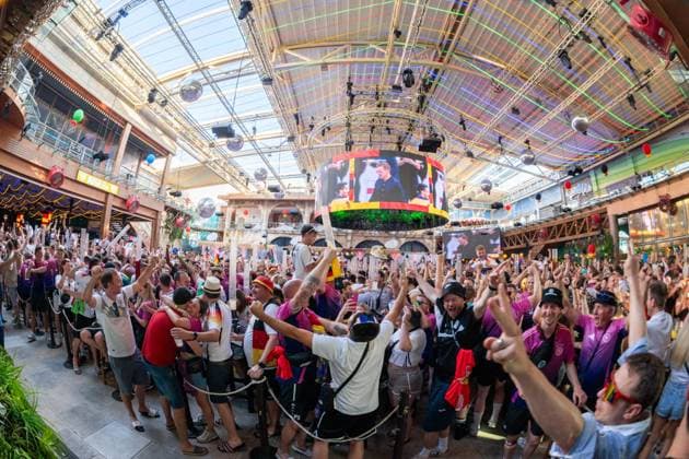 20240705 Euro 2024 PALMA, SPAIN JULY 5 2024 Football fans at Ballermann at Euro 2024 on July 5, 2024 in Palma, Palma Baleares Spain
