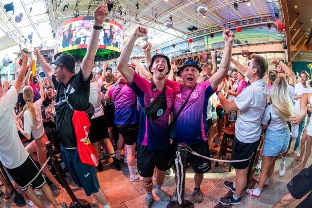 20240705 Euro 2024 PALMA, SPAIN JULY 5 2024 Football fans at Ballermann at Euro 2024 on July 5, 2024 in Palma, Palma Baleares Spain