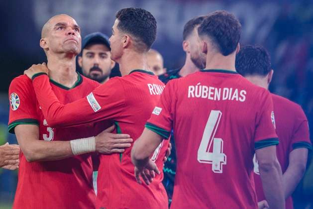 UEFA EURO 2024 Portugal France 05 07 2024 Cristiano Ronaldo Portugal, 7 consoles Pepe Portugal, 3 UEFA EURO 2024 quarter-final Portugal France Volksparkstadion Hamburg, Hamburg on 05 07 2024 Copyright: xBEAUTIFULxSPORTS Meuselx