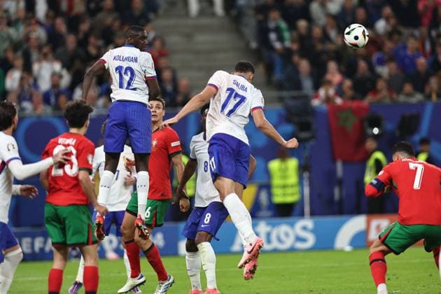 Randal Kolo Muani (France) William Saliba (France) Cristiano Ronaldo (Portugal) during the UEFA EURO, EM, Europameisterschaft,Fussball Germany 2024 match between Portugal 4-5 France at Volkspakstadion on July 05, 2024 in Hamburg , Germany. Noxthirdxpartyxsales  (258789872)