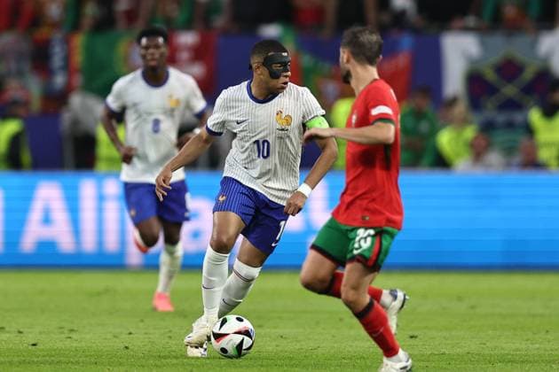 Kylian Mbappe (France) during the UEFA EURO, EM, Europameisterschaft,Fussball Germany 2024 match between Portugal 4-5 France at Volkspakstadion on July 05, 2024 in Hamburg , Germany. Noxthirdxpartyxsales  (258789955)
