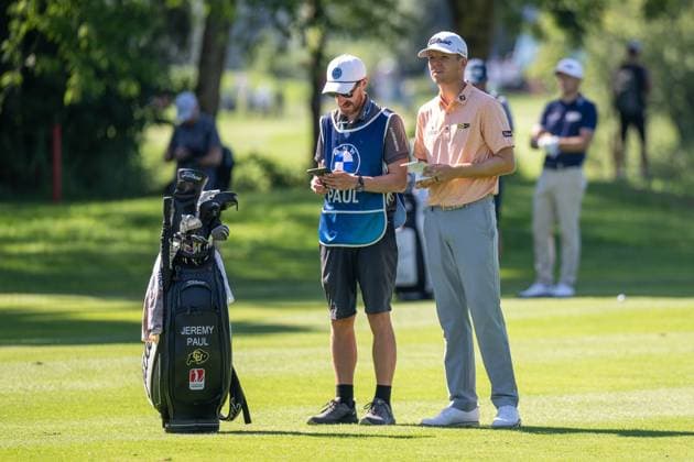 Jeremy Paul with his caddy, BMW International Open 2024, Golf, 06 07 2024 Munich Bavaria Germany Copyright: xkolbert-press UlrichxGamelx