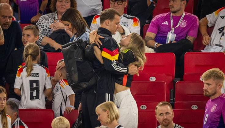Stuttgart, Germany 05th Jul 2024 Manuel Neuer DFB with his wife Anika Bissel Spain Germany Spain Germany 05 07 2024