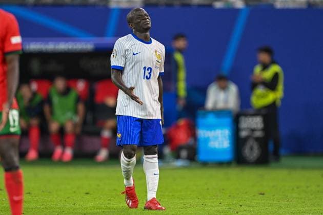 Euro 2024 Portugal France on 05 07 2024 at the Volksparkstadion in Hamburg Ngolo Kante 13 of France battle for the ball MT