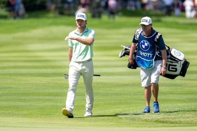 Freddy Schott with his caddy, BMW International Open 2024, Golf, 06 07 2024 Munich Bavaria Germany Copyright: xkolbert-press UlrichxGamelx