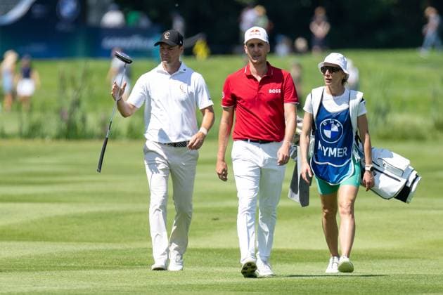 from l Martin Kaymer, Matthias Schwab, and Martin Kaymers caddy, BMW International Open 2024, Golf, 06 07 2024 Munich Bavaria Germany Copyright: xkolbert-press UlrichxGamelx