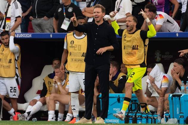 Goal for 2 1 by Mikel Merino Spain, 06 Frustration for Julian Nagelsmann Germany, national coach , Oliver Baumann Germany 12 GER, Spain ESP vs Germany GER , European Football Championship, UEFA EURO 2024, quarter-finals, 05 07 24, GER, Spain ESP vs Germany GER , European Football Championship, UEFA EURO 2024, quarter-finals, 05 07 24 Stuttgart Copyright: xEibner-Pressefoto WolfgangxFrankx EP_WFK