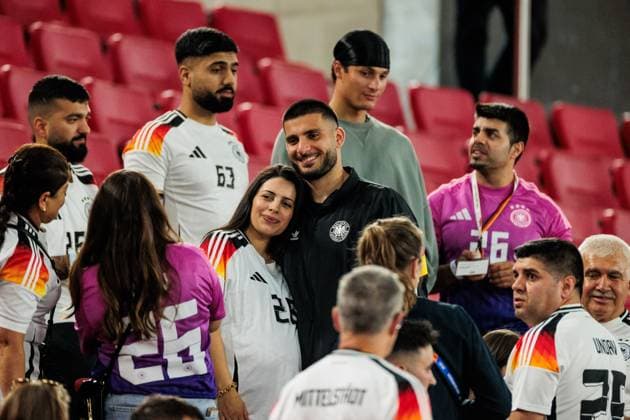 UEFA EURO 2024 Spain Germany 05 07 2024 Deniz Undav Germany, 26 with wife Tanja UEFA EURO 2024 Spain Germany Stuttgart Arena, Stuttgart on 05 07 2024 Copyright: xBEAUTIFULxSPORTS Wunderlx