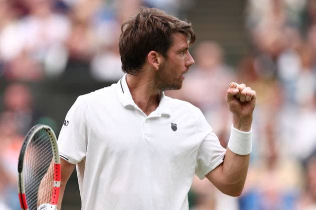 6th July 2024; All England Lawn Tennis and Croquet Club, London, England; Wimbledon Tennis Tournament, Day 6; Cameron Norrie (GBR) celebrates a point during his third round match against Alexander Zverev (GER)  ActionPlus12664964 ShaunxBrooks