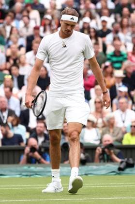 6th July 2024; All England Lawn Tennis and Croquet Club, London, England; Wimbledon Tennis Tournament, Day 6; A dejected Alexander Zverev (GER) during his third round match against Cameron Norrie (GBR)  ActionPlus12664972 ShaunxBrooks