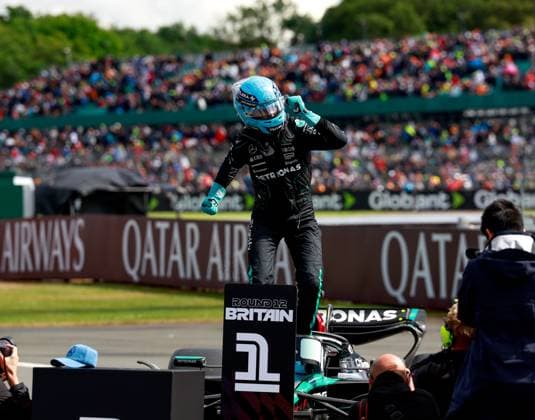 63 George Russell GBR, Mercedes AMG Petronas F1 Team , F1 Grand Prix of Great Britain at Silverstone Circuit on July 6, 2024 in Silverstone, Great Britain Photo by HOCH ZWEI Silverstone Great Britain