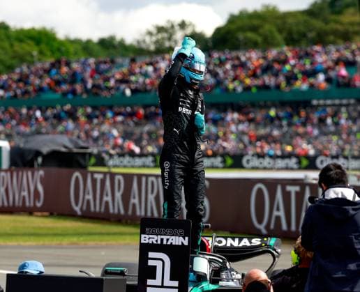 63 George Russell GBR, Mercedes AMG Petronas F1 Team , F1 Grand Prix of Great Britain at Silverstone Circuit on July 6, 2024 in Silverstone, Great Britain Photo by HOCH ZWEI Silverstone Great Britain