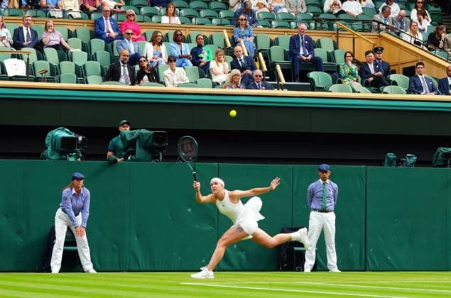 With the clock showing 5pm, and England kick-off their Euro 2024 quarter final match, Pep Guardiola watches tennis from the Royal Box on Centre Court Wimbledon Tennis Championships, Day 6, The All England Lawn Tennis and Croquet Club, London, UK - 06 Jul 2024  Copyright: xJavierxGarcia Shutterstockx 14574535fz