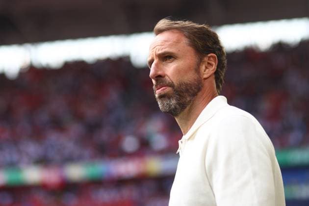 England gegen die Schweiz 6. Juli 2024, Düsseldorf UEFA EUROs Viertelfinale England gegen die Schweiz England Trainer Gareth Southgate Foto Charlotte Wilson Abseits Düsseldorf Deutschland  Copyright: xCharlottexWilsonx xOffsidexOffside