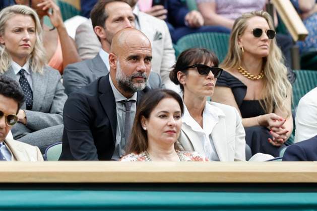 Wimbledon Feature, Manchester City coach Pep Guardiola and Maria Guardiola in the Royal Box, VIP Box Tennis Wimbledon 2024 Grand Slam ITF ATP WTA AELTC London Great Britain July 6, 2024 Copyright: xJuergenxHasenkopfx