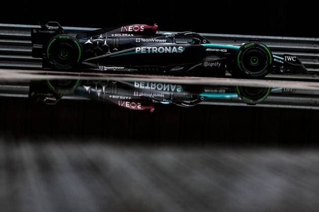 Sport Bilder des Tages Formula 1 Championship - Formula 1 - Qatar Airways BritishGrand Prix 2024 - Practice and Qualify George Russell (GBR) - Mercedes-AMG PETRONAS F1 Team - Mercedes W15 - Mercedes E Performance during Free Practice 3 on day 3, saturday july 6, 2024 of the formula 1 qatar airways british grand prix 2024, scheduled to take place at the silverstone circuit from july 5 to july 7, 2024 Silverstone  Copyright: xIPAxSport ABACAx