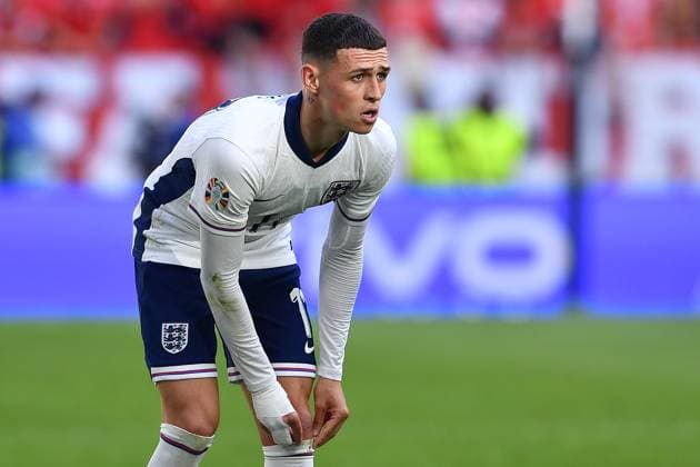 Soccer UEFA EURO 2024 quarter final England Switzerland on 06 07 2024 at the Düsseldorf Arena in Düsseldorf Phil Foden England xRx