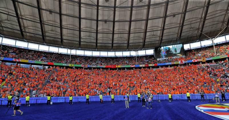 BERLIN, 06-07-2024, Olympia Stadium , European Football Championship Euro2024, Quarter finals match no.47 between Netherlands and Turkiye . Orange wall Netherlands - Turkiye (Euro2024)  x25697073x Copyright: