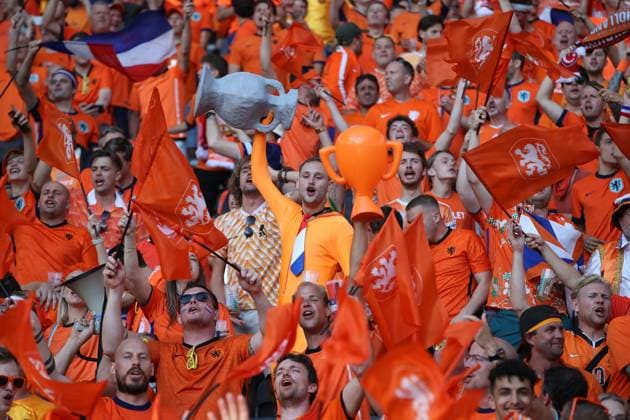 06 07 2024, xtgx, European Football Championship 2024 1 4 Final, Netherlands Turkey emspor, v l emotions, fans, mood, flags, logo, Holland, Netherlands, spectators, jerseys, Oranje DFL DFB REGULATIONS PROHIBIT ANY USE OF PHOTOGRAPHS as IMAGE SEQUENCES and or QUASI VIDEO Berlin