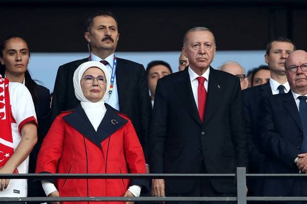 06 07 2024, xtgx, European Football Championship 2024 1 4 Final, Netherlands Turkey emspor, v l President of the Republic of Turkey Recep Tayyip Erdogan UEFA REGULATIONS PROHIBIT ANY USE OF PHOTOGRAPHS as IMAGE SEQUENCES and or QUASI VIDEO Berlin