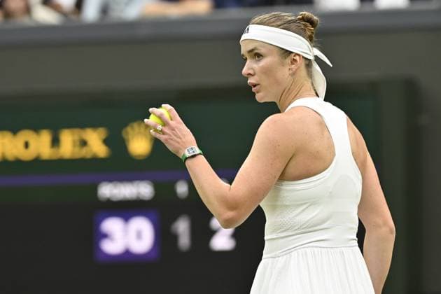 Tennis : Wimbledon 2024 - England - Elina Svitolina - Ukraine Tennis : Wimbledon 2024 - England - 06 07 2024 ChrysleneCaillaud Panoramic 