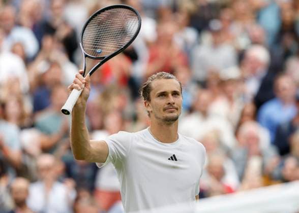 Alexander Zverev waves and thanks the crowd, fans after winning Tennis Wimbledon 2024 Grand Slam ITF ATP WTA AELTC London Great Britain 6 July 2024 Copyright: xJuergenxHasenkopfx